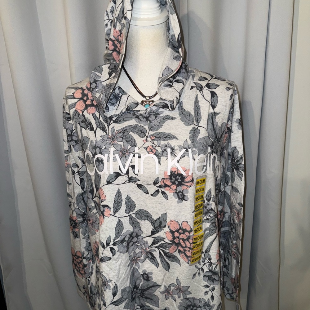 Calvin Klein Gray and Pink Floral Top
